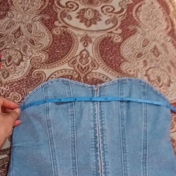 Size Xsmall Zip Up Denim Tube Top - Picture 5 of 10